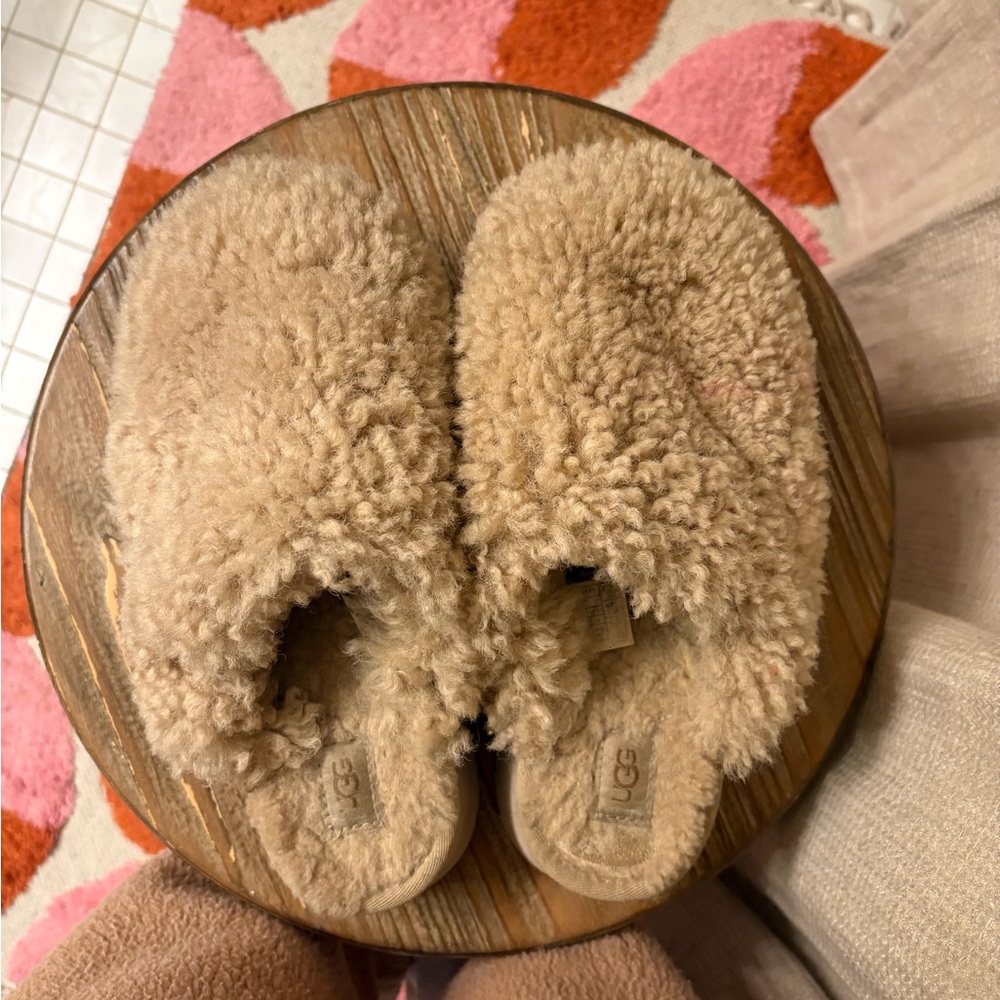 UGG Tan Shearling Home Slippers - Picture 2 of 5